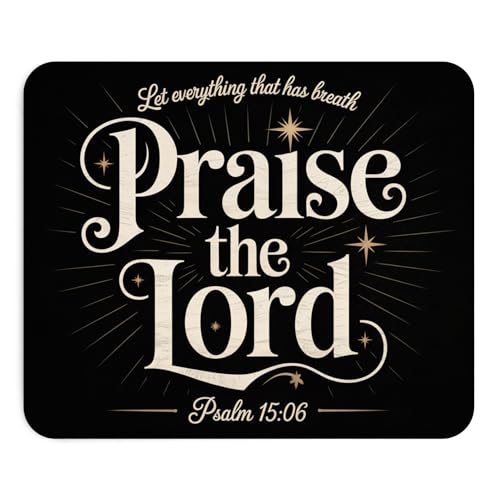 Christian Mouse Pad Let Everything that Has Breath Praise The Lord Psalm 150:6 Mousepad with Bible Verse Non-Slip Rubber Base Desk Mat Gift for Believers Religious Office Decor Faith Scripture - color: Christian