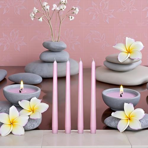 24 Pack Pink Taper Candles丨Taper Candles 10 Inch Dripless丨Unscented & Smokeless Candlesticks Bulk丨7-8 Hours Long Burning Tall Candles丨Ideal for Christmas Weddings Parties Dinner - color: Pink, size: 24 Pack Taper Candle