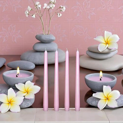 24 Pack Pink Taper Candles丨Taper Candles 10 Inch Dripless丨Unscented & Smokeless Candlesticks Bulk丨7-8 Hours Long Burning Tall Candles丨Ideal for Christmas Weddings Parties Dinner - color: Pink, size: 24 Pack Taper Candle