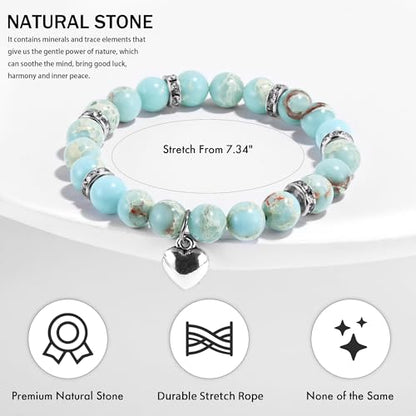 VIBILIA Cross Beaded Bracelets for Women, Birthday Gifts - color: A 2. Heart - Agalmatolite