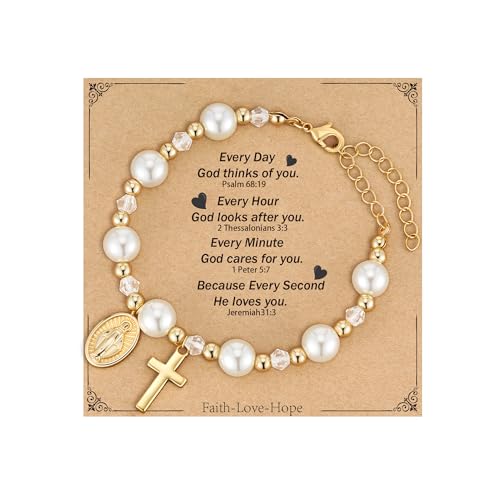 Virgin Mary Cross Bracelet for Girls Granddaughter Christian Jewelry Gift - style: Every Day