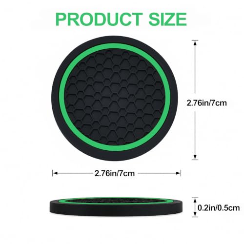 4PCS Car Cup Holder Coasters - 2.75 Inch Non-Slip Insert Water Bottle Holder Pads, Dustproof Automotive Interior Accessories Mat, Universal for Vehicles, Trucks, RVs (Green) - color: Green