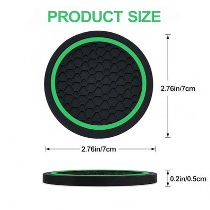 4PCS Car Cup Holder Coasters - 2.75 Inch Non-Slip Insert Water Bottle Holder Pads, Dustproof Automotive Interior Accessories Mat, Universal for Vehicles, Trucks, RVs (Green) - color: Green