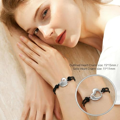 POPLYKE 925 Sterling Silver Infinity/Cow/Wing/Cross/Heart Bracelet for Mom and Daughter Jewelry Birthday - style: Grandmother Granddau. Bracelet Set