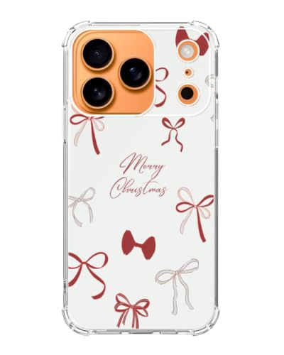 Merry Christmas Red Bows Phone Case Compatible with iPhone 17 Pro Max, Preppy Girly Winter Phone Cover for iPhone 17 Pro Max - color: Red Christmas Bows