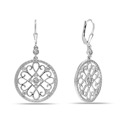 LeCalla 925 Sterling Silver Leverback Drop Dangle Earrings for Women | Lightweight Celtic-Knot Filigree Heart Teardrop Dangle Earring | Vintage Inspired Jewelry Gifts for Women - color: Leverback-06