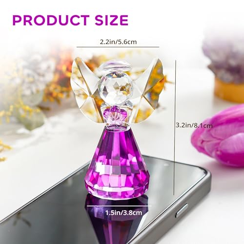 3'' Purple Crystal Guardian Angel Figurine Art Glass Angel Gifts For Women - style: Purple Angel