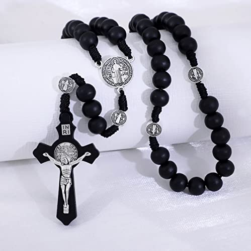KOMI Handmade Wooden Catholic Rosaries, Rosary Beads Necklace Wood Christian Prayer Beads Catholic Christian Gift - style: Rosary#7