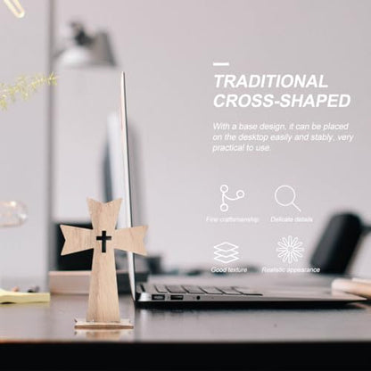 PRETYZOOM 20pcs Wooden Standing Cross Figurines, 4'' Tabletop Unpainted Cross Ornaments for Craft, First Communion Centerpiece, Religious Decor for Easter, Christmas - size: 11x8cm