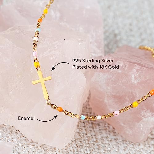 STORYJEWELLERY Christian Gifts for Women, Religious Confirmation and Baptism Gifts, Cross Bracelet for Women, Easter Gift, Encouragement Presents, Christian Jewelry - color: Let Go & Let God