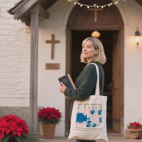 Christian Canvas Tote Bag,Christian Bags For Women. - color: White Christian Totebag-9