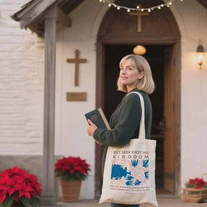 Christian Canvas Tote Bag,Christian Bags For Women. - color: White Christian Totebag-9
