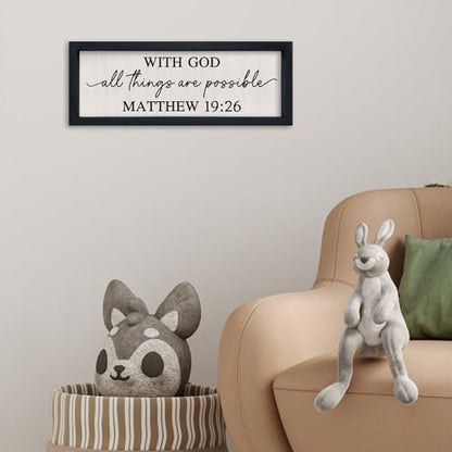 SRSZHIYUE With God All Things are Possible Framed Wall Art 16"×6" Black - color: With God All Things Are Possible (Black), size: 16"L x 6"W