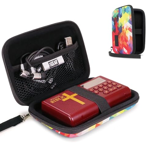 USA Gear Hard Case Compatible with Wonder Bible KJV the Talking Audio Bible Player, Wonder Bible NIV, Cable, Earbuds & More - Scratch Resistant Interior, Wrist Strap (Case Only) - Geometric - color: Geometric
