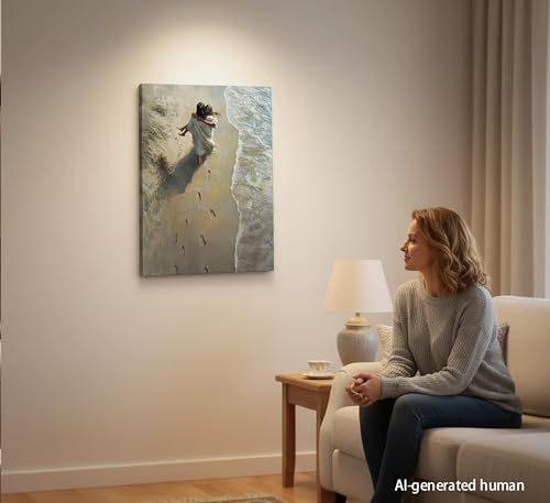 YOXORDQ Jesus Holding Woman Canvas Wall Art,16x24in Framed - color: Jesus Woman, size: 24"L x 16"W