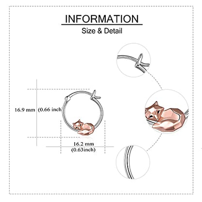 Fox/Pig/Mushroom/Cat Earrings Sterling Silver Cute Hoop Earrings Animal Jewelry Gifts for Women Daughter - style: fox