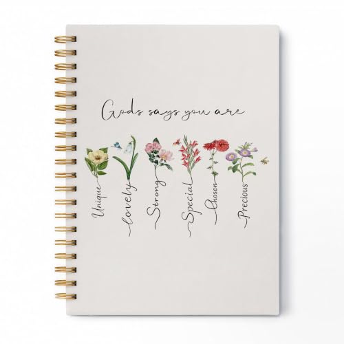 Inspirational Christian Floral Spiral Notebook 5.5x8.3 Inch - color: pattern-19