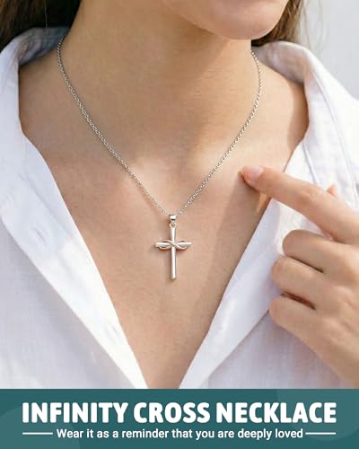 UPROMI You Are Always Loved - Infinity Cross Necklace for Girls & Women