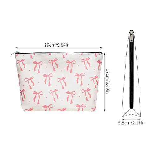 1 Pcs Pink Bow Makeup Bag Cute Sweet Cosmetic Bag Travel Toiletry Bag 9.84x6.69x2.17 Inch Ideal Gift for Women and Girls (Bow B) - color: Bow B