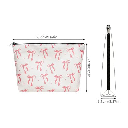 1 Pcs Pink Bow Makeup Bag Cute Sweet Cosmetic Bag Travel Toiletry Bag 9.84x6.69x2.17 Inch Ideal Gift for Women and Girls (Bow B) - color: Bow B