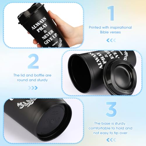 Skylety 20 Pack Christian Gifts Bulk 16oz Bible Verse Tumbler with Lids - color: Black