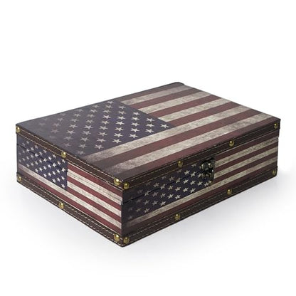 DreamsEden Wooden American Flag Storage Box,Memory Keepsake Box with Latch - color: US Flag