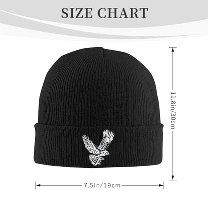 Black Beanie Hat for Men Women Embroidered Knit Winter Beanies Cap - color: Bird