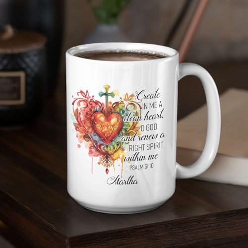 Colorful Heart And Cross Design Cup, Custom Name Inspiring Christian Mug, Personalized Religious Cup 11oz 15oz, Gift For Family Member, Customized Christian Bible Verse Coffee Mug - color: HOA-624-2168-RIGHT SPIRIT WITHIN ME MUG