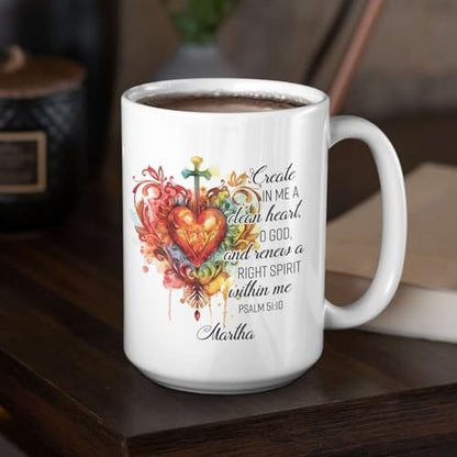 Colorful Heart And Cross Design Cup, Custom Name Inspiring Christian Mug, Personalized Religious Cup 11oz 15oz, Gift For Family Member, Customized Christian Bible Verse Coffee Mug - color: HOA-624-2168-RIGHT SPIRIT WITHIN ME MUG