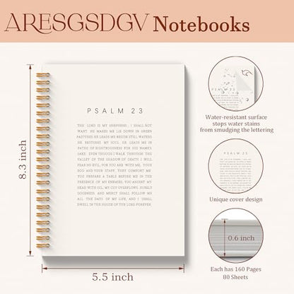 Christian Journal for Women, Psalm 23 the Lord Is My Shepherd Bible Notebooks for Note Taking, Church Notes Journal, Prayer Religious Spiral Notebook 5.5x8.3 Inch - color: PSALM 23