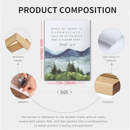 Framed Inspirational Christian Canvas Wall Art 12x16 Inch - color: Mountain（Canvas）, size: 16"L x 12"W
