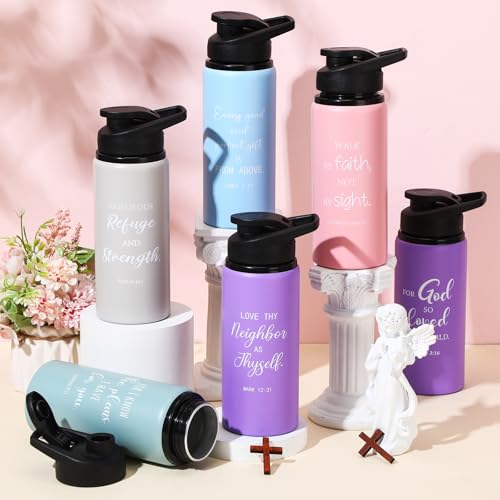 10 Pcs Christian Aluminum Water Bottles, Light Colors, English - color: Light Colors, style: English