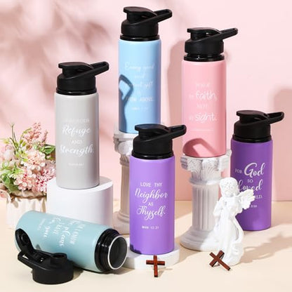 10 Pcs Christian Aluminum Water Bottles, Light Colors, English - color: Light Colors, style: English
