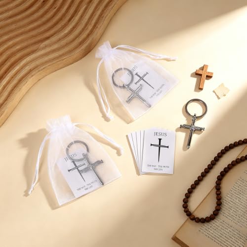 Christian 3 Nail Cross Keychain Gift Card Bag Bulk