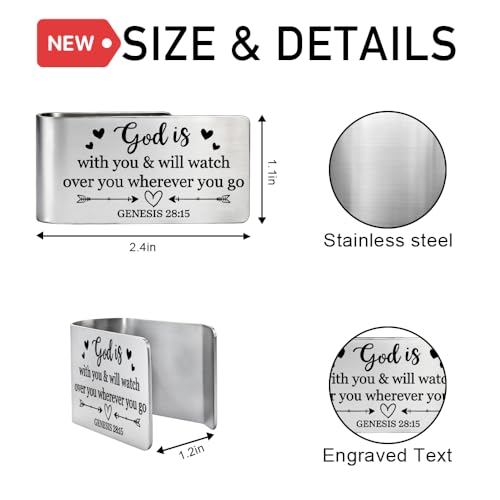 God is with You & Will Watch Over Visor Clip for Cars Driver Gifts - color: Silver b