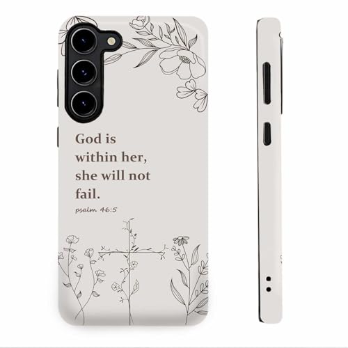 Christian Cross Faith Bible Verses Phone Case for Samsung Galaxy S23 Plus, Shockproof Soft TPU & Hard PC Hybrid 2-Layer Protective Phone Cover for Women Girls Gray - color: Gray, size: Galaxy S23 Plus