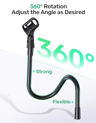 19“ Gooseneck Microphone Stand for Desk, Heavy-Duty Clamp, Easy Clamp-On - size: Heavy-Duty Clamp