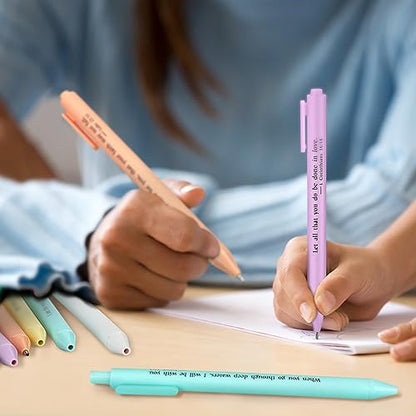 Cholemy 50 Pcs Bible Verse Pens Bulk Christian Pens Black Ink, Pastel - color: Pastel