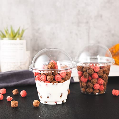 Lullaby 200 Pack 9oz Clear Plastic Cups with Dome Lids, Dessert Fruit Cups - size: 200PACK