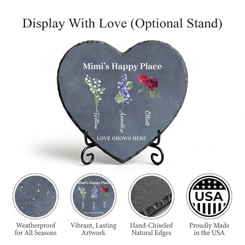 !RAKRISA Personalized Garden Stone, Mothers Day Gifts for Grandma with Grandkids Birth Flower, Unique Christmas and Birthday Gifts for Grandma (S-201) - color: S-201
