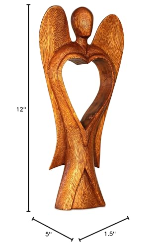 G6 Collection Wooden Handmade Abstract Statue, Guardian Angel Figurine 12" - style: Angel of Love