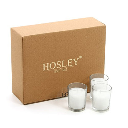 Hosley Set of 24 Unscented Clear Glass Filled Votive Candles. Hand Poured Wax Candle Ideal Gifts for Aromatherapy, Spa, Weddings, Birthdays, Holidays, Party. - color: White, size: 24 Pack