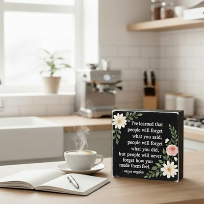 People Will Never Forget Wood Box Sign, Black, 5x5 Inch - color: Black-003
