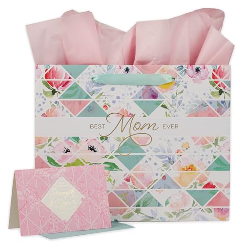 Christian Art Gifts Large Gift Bag for Mom with Card & Tissue, Gold - color: Best Mom/Multi, style: Large Landscape