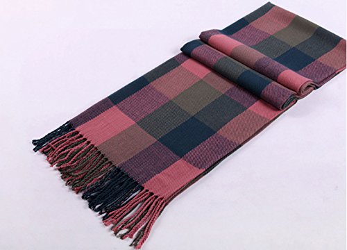 Wander Agio Women's Fashion Long Shawl Big Grid Winter Warm Lattice Large Scarf - color: Red Green
