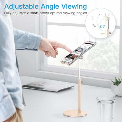 OMOTON CA04 Aluminum Tablet Phone Stand, Adjustable Desk Stand Gold - color: Gold