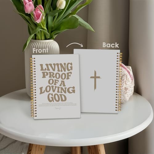 Bible Notebook, Christian Journal, Bible Study Notebook, Living Proof of a Loving God, Church Hardcover Spiral Notebook 5.5x8.3 - color: Living proof of a loving god