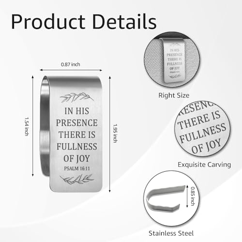 Psalm 16:11 Car Visor Clip, Christian Faith Gifts for Women Men - color: Silver77