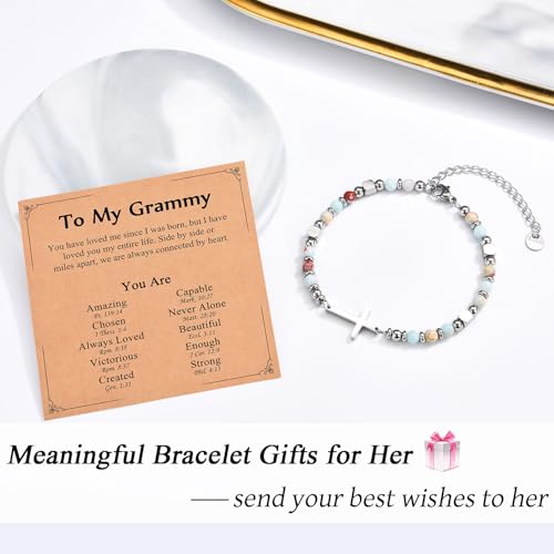 Christian Gifts for Women Girls, Religious Cross Bracelet - color: Grammy