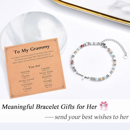 Christian Gifts for Women Girls, Religious Cross Bracelet - color: Grammy